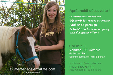 Equitation Vacances Toussaint 2015 Auvergne - Spécial Enfant Découverte